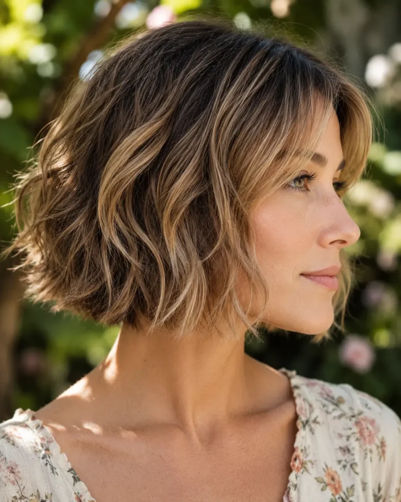14. Wavy choppy bob with bangs