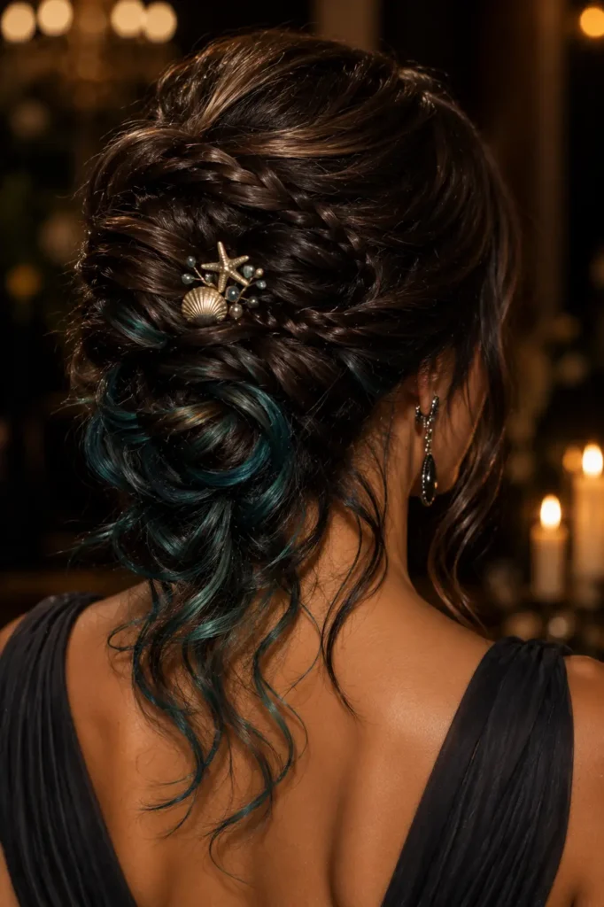 15. Boho braids with flower and shell accessories