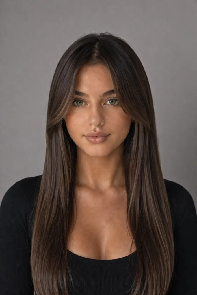 16. Long Straight Hair With Face Framing Layers