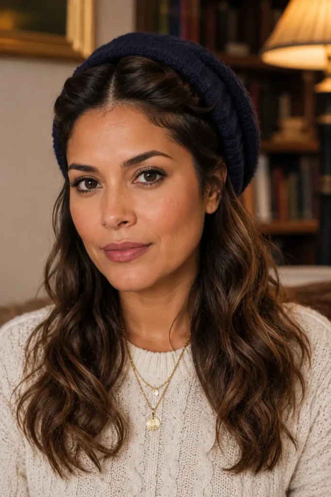 16. Textured lob with a cuffed beanie