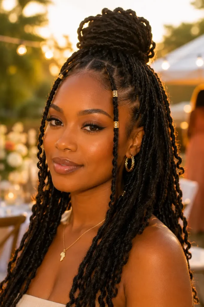 17. Half up style for locs or twists