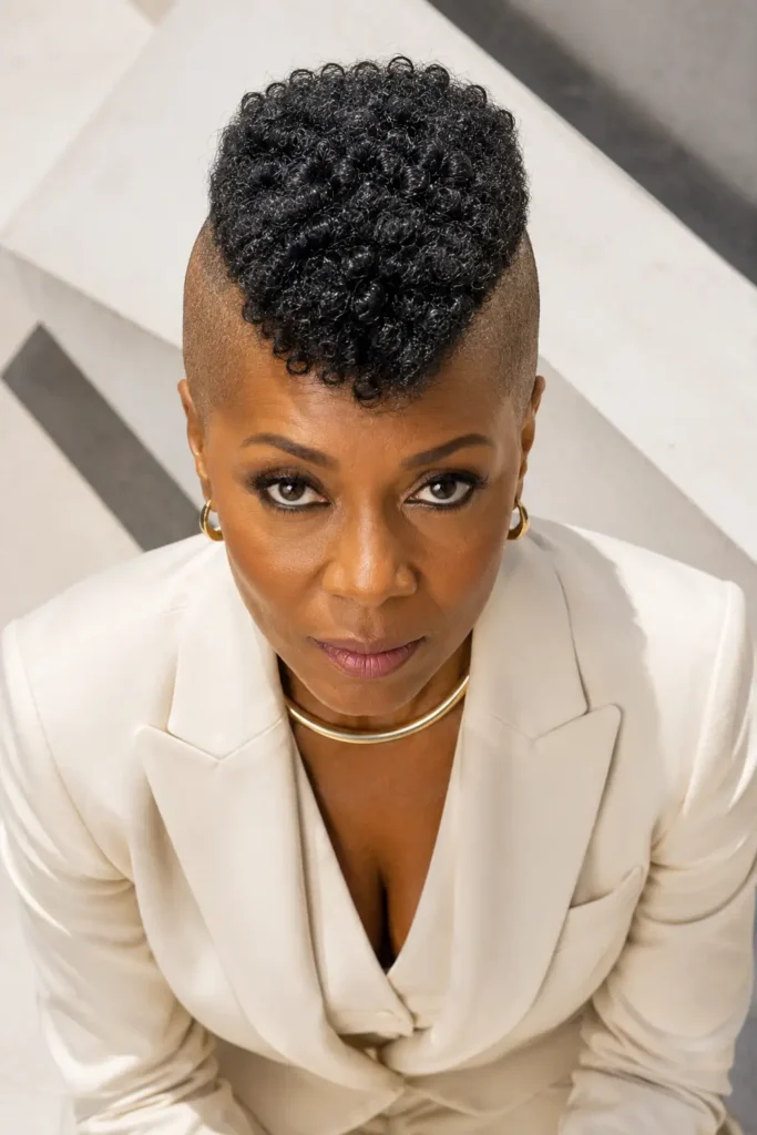 Pixie Hairstyles for Older Black Women 19 17. Sculptural Mohawk Pixie on Natural Hair