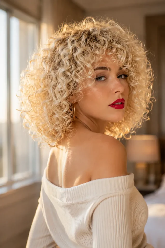 18. Bold Blonde or Bleached Curly Bob