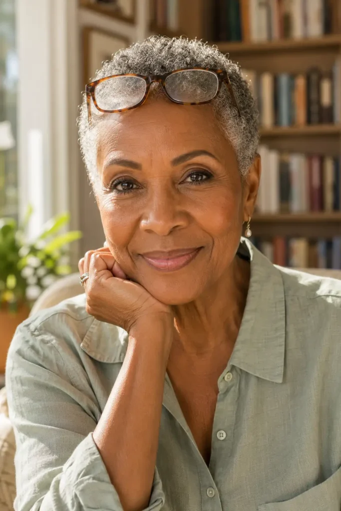 Pixie Hairstyles for Older Black Women 20 18. Wash and Wear Precision Pixie on Thinning Natural Hair