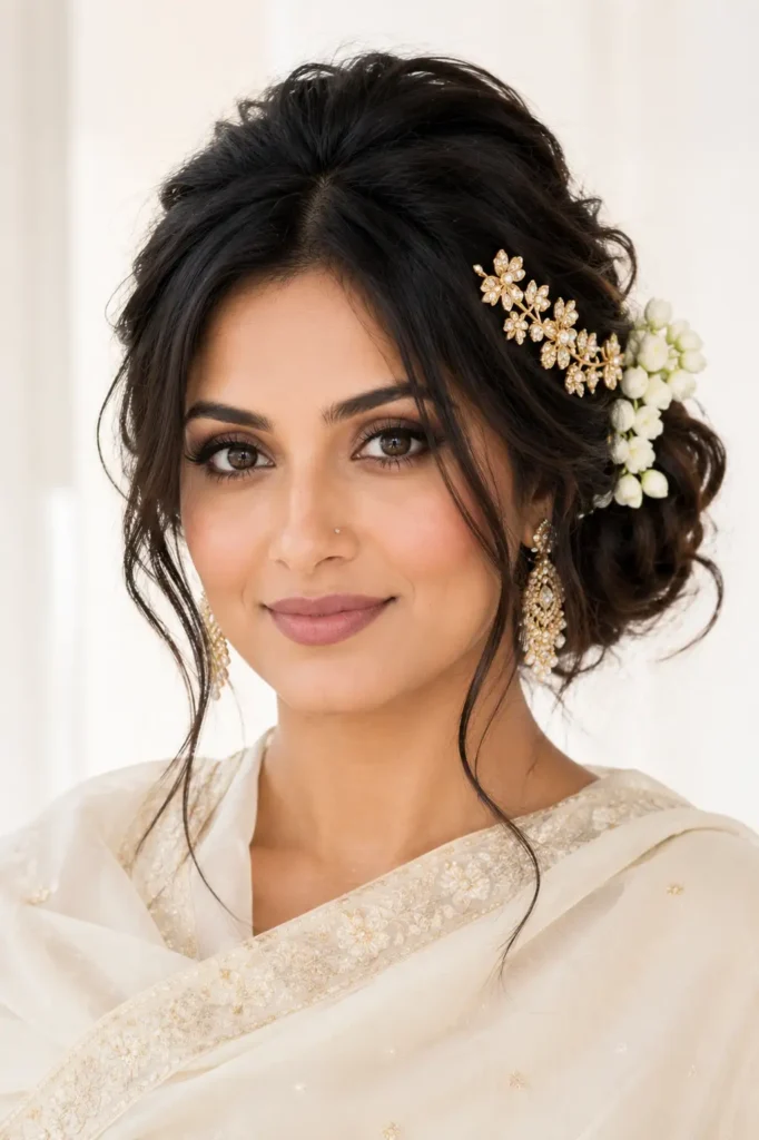 19. Bridal messy bun