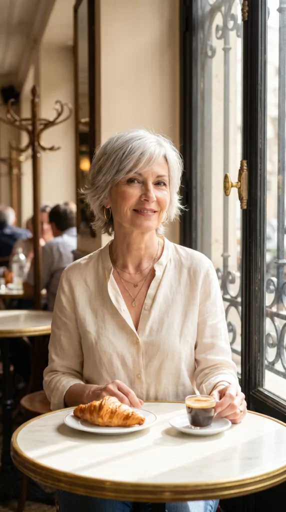 Short Shag Haircuts for Women Over 60 3 1 Prompt 1 Feathered Crown Short Shag Haircut A styl Woman with silver gray haircut 2K 202607070807