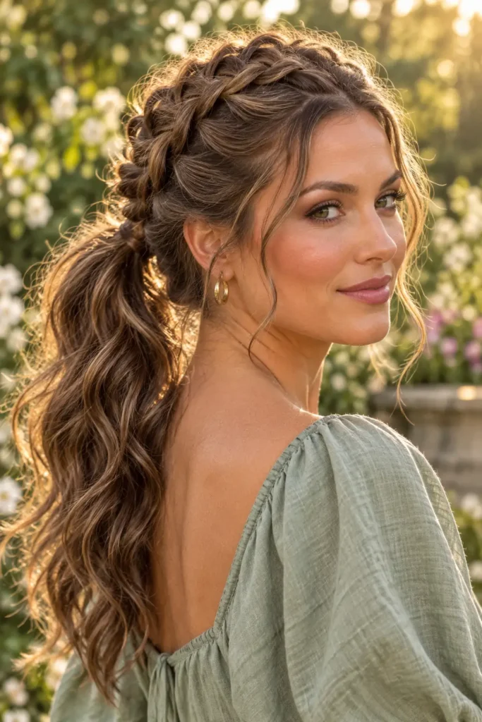 Dutch braid ponytail hairstyle showing defined raised braid from crown to nape with flowing tail