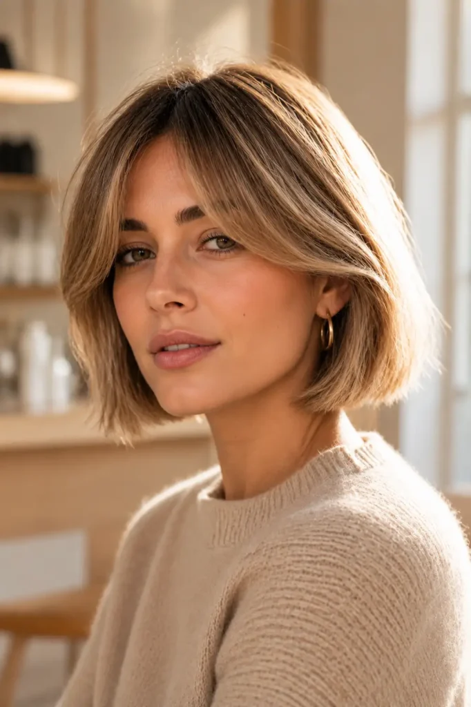 2. French Bob with Curtain Bangs