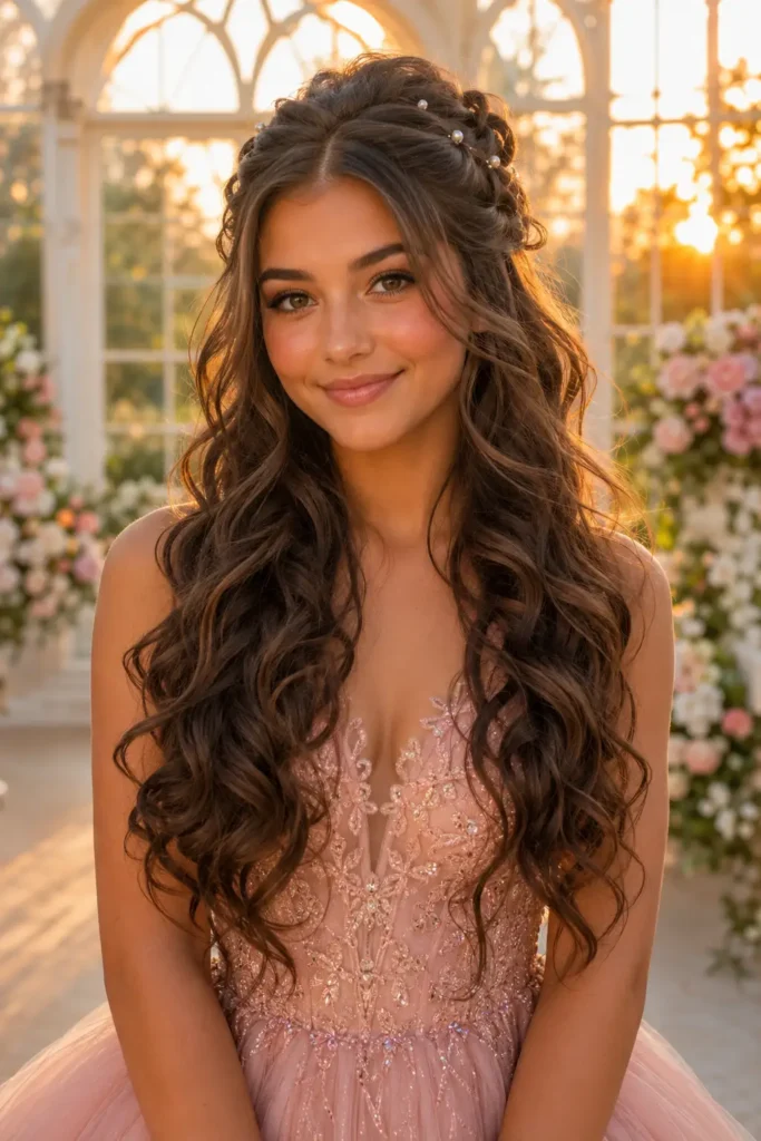 2. Romantic Half Up Curls