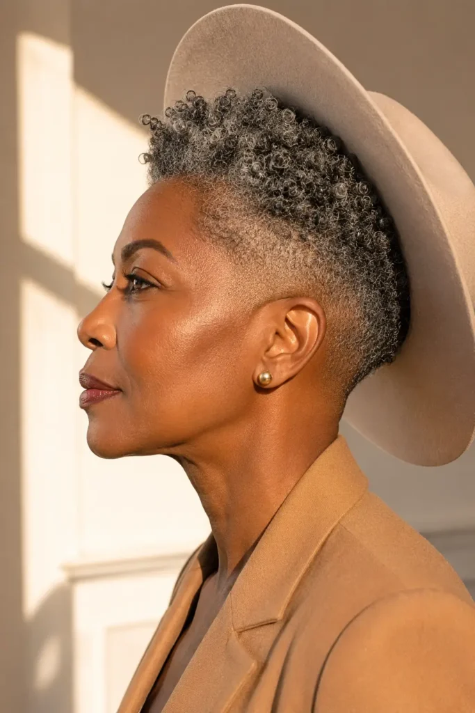 Pixie Hairstyles for Older Black Women 4 2. Salt and Pepper Low Fade Pixie