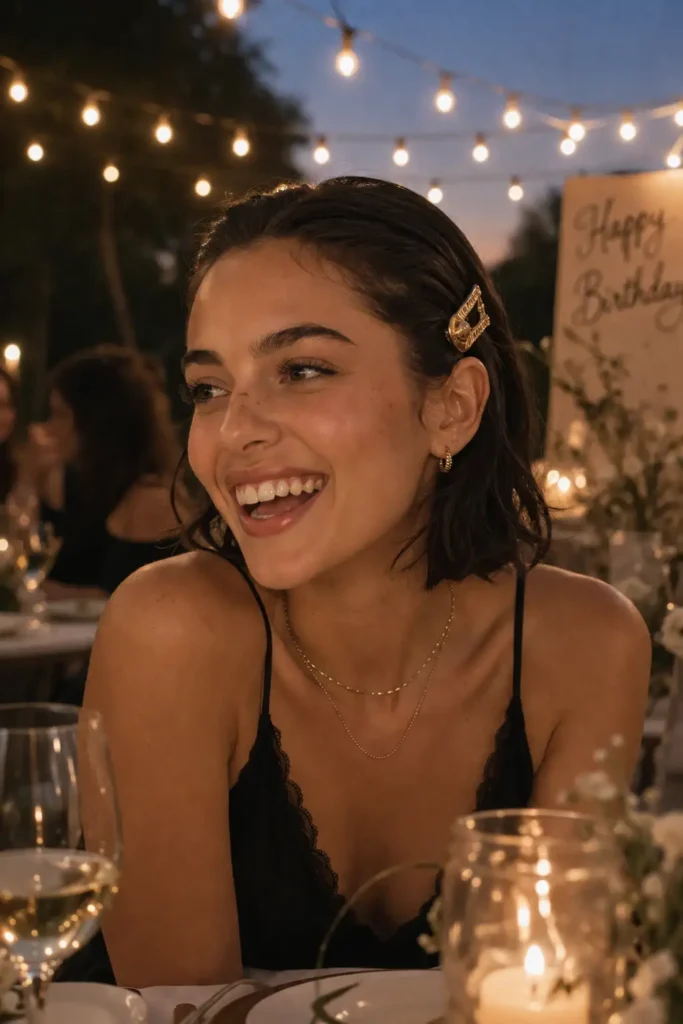 2. Slicked back with a statement clip