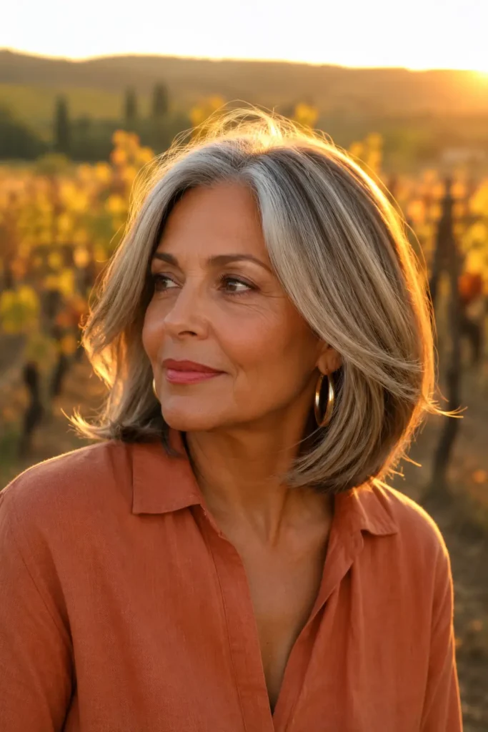 medium length hairstyles for women over 60 with thin fine hair 4 2. Soft Layered Lob