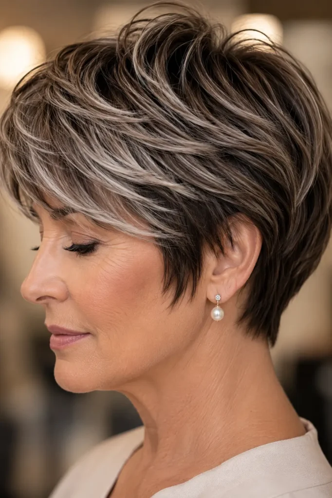 20. Bold Silver Panels on Thick Brown Hair