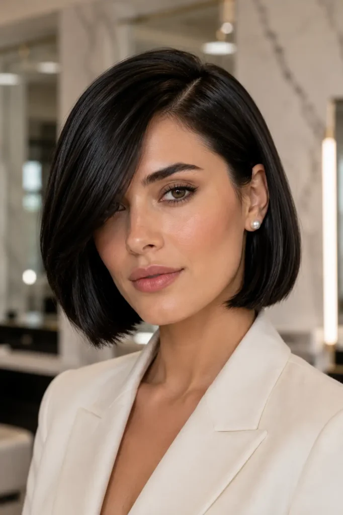 20. The Classic Chin Length Bob with Side Part