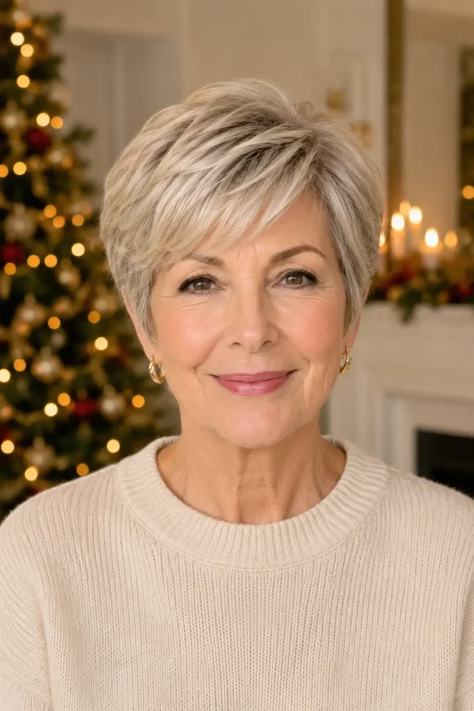 21. Classic crop with side swept bangs