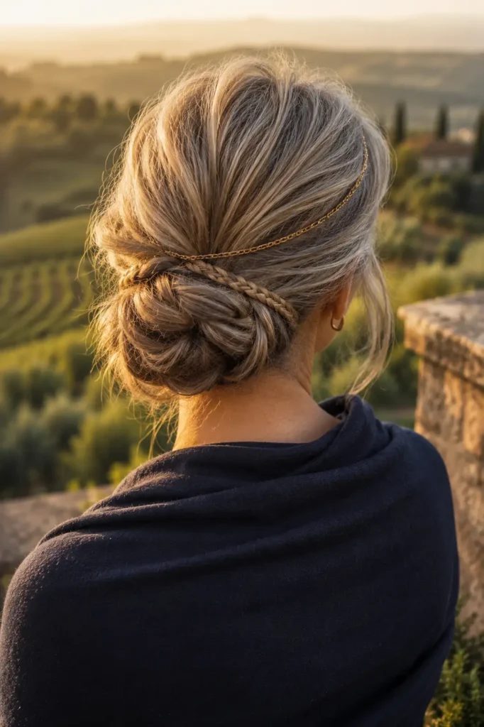 21. Low Chignon with Braided Accent