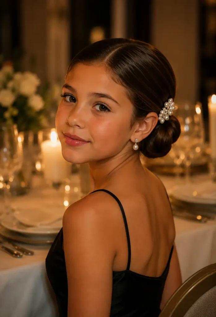 25.Sleek low bun with a statement clip