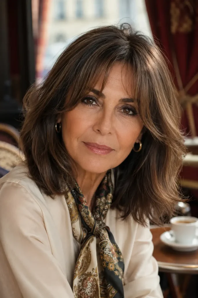 medium length hairstyles for women over 60 with thin fine hair 5 3. Curtain Banged Medium Cut