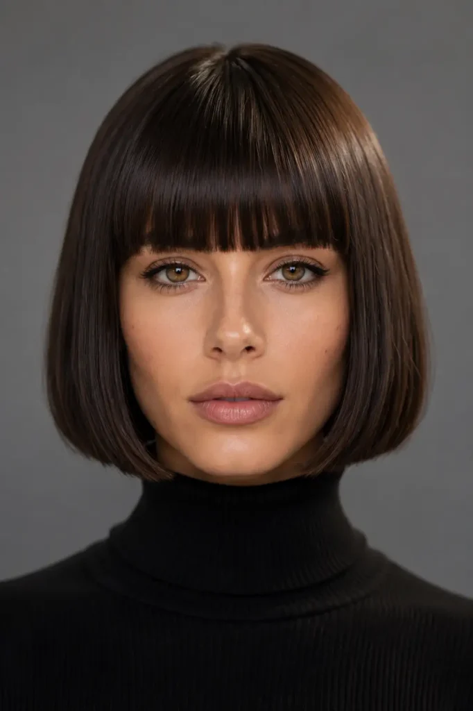 3. French Bob with Blunt Fringe