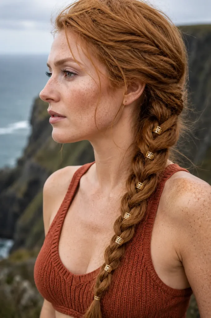 3. Rope Braid with Gold Hair Cuffs