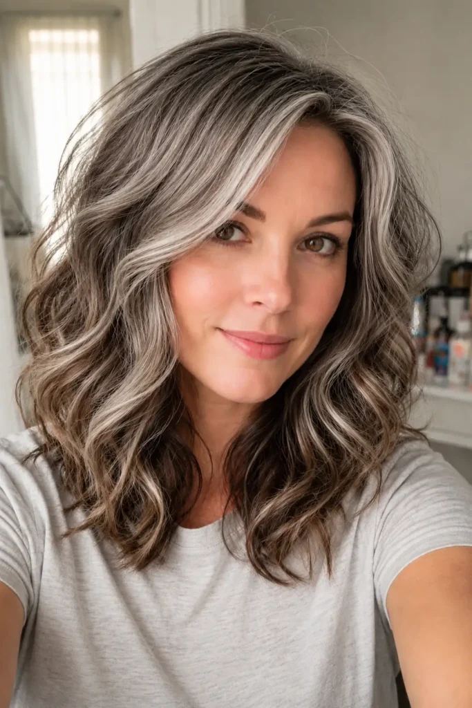 3. Soft Wavy Gray Brown Hair
