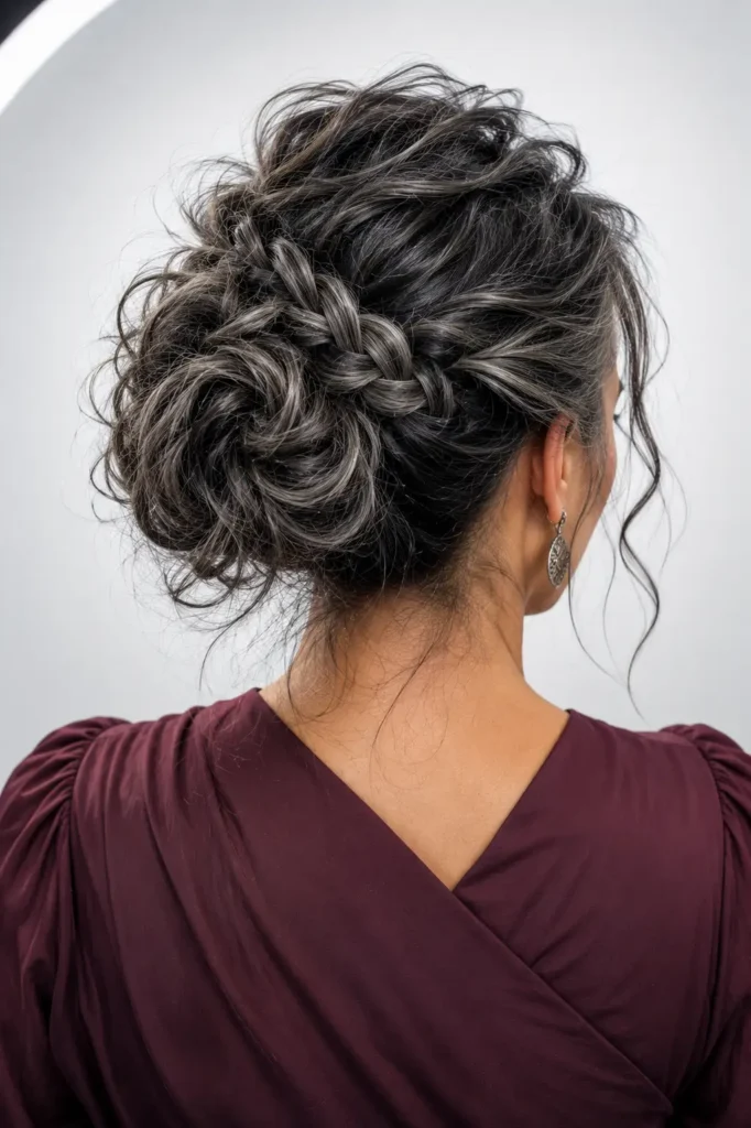4. Braided messy bun