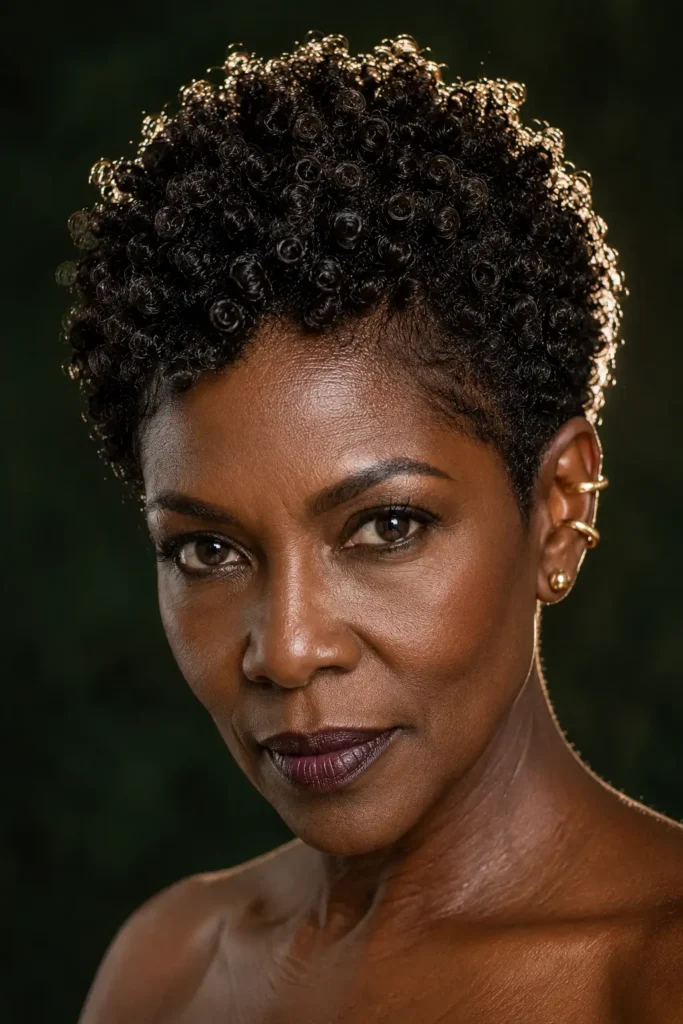 Pixie Hairstyles for Older Black Women 6 4. Finger Coiled Pixie on Natural 3C 4A Hair
