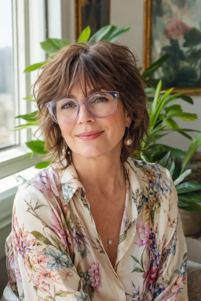 Hairstyles for Thin Fine Hair With Glasses 6 4. Short Shag With Curtain Bangs