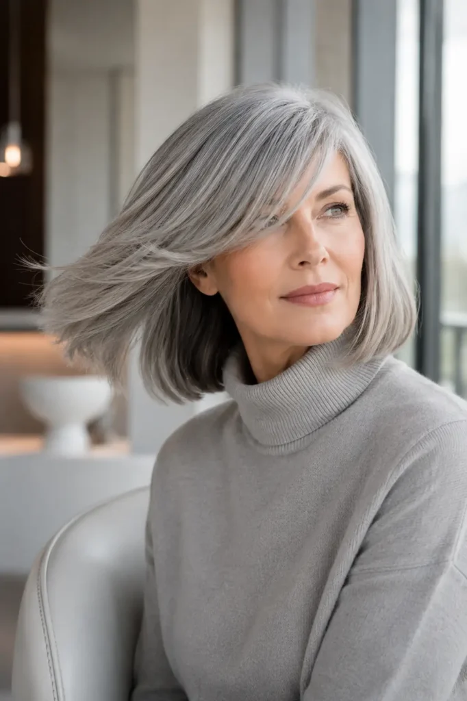 Shoulder Length Hairstyles With Bangs for Thin Fine Hair 6 4. Side Swept Bangs With a Graduated Bob