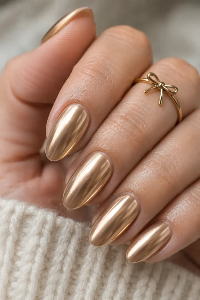 4. Warm champagne glazed donut nails
