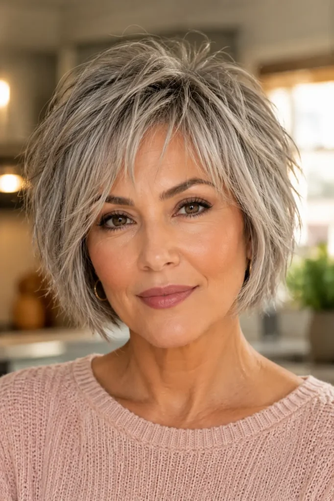 5. Blunt Front Choppy Bob with Razored Ends