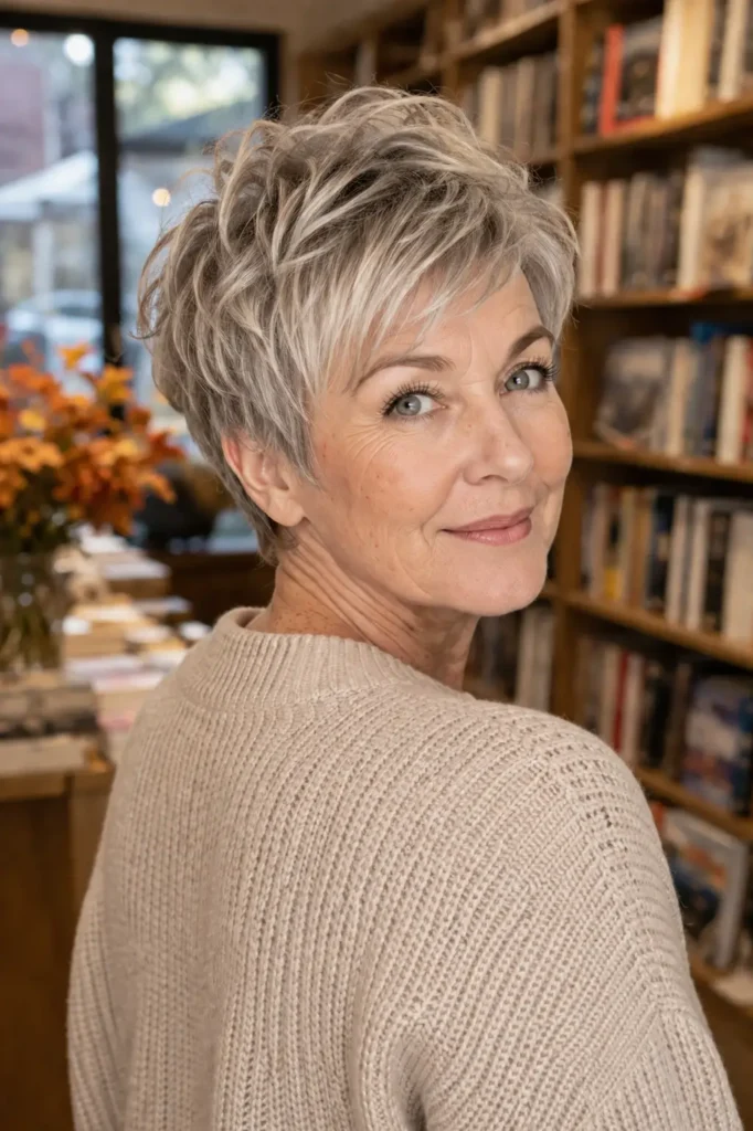 5. Feathered crop a wash and wear haircut for women over 50