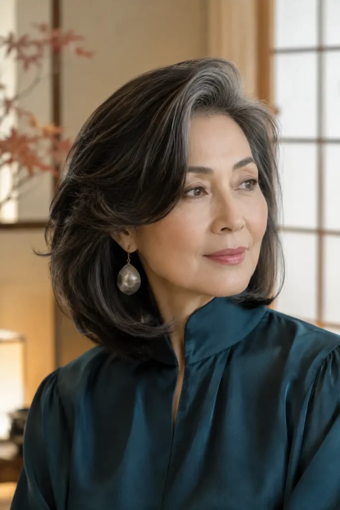 medium length hairstyles for women over 60 with thin fine hair 7 5. Side Swept Medium Cut