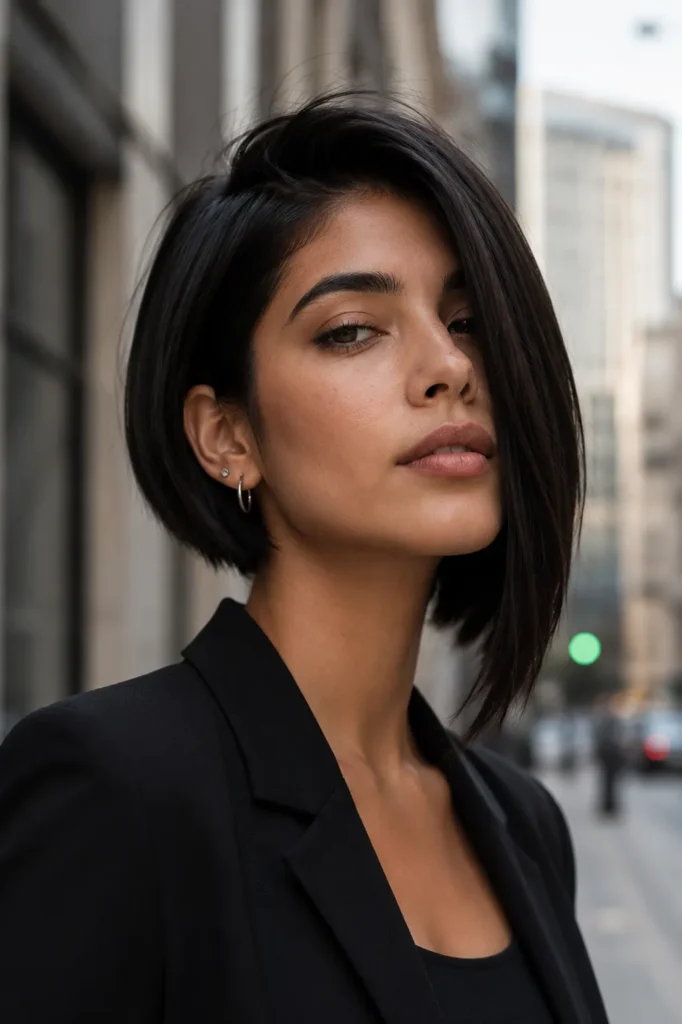 Short Bob Hairstyles for Dark Thin Fine Hair 7 5. The Asymmetrical Bob