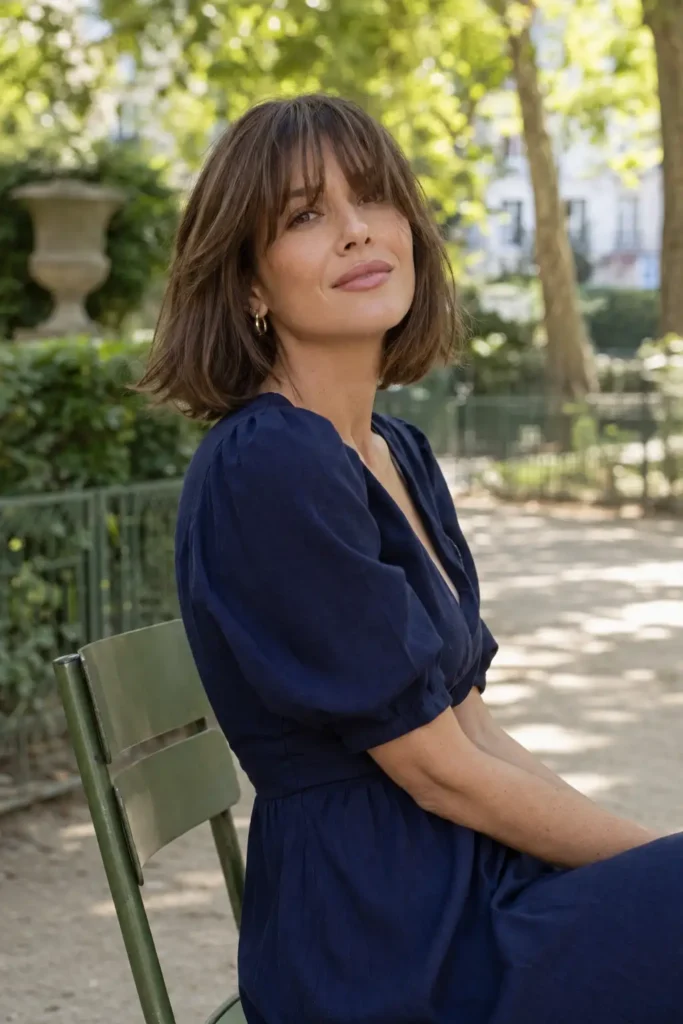 Shoulder Length Hairstyles With Bangs for Thin Fine Hair 8 6. Barely There See Through Bangs With a Collarbone Lob