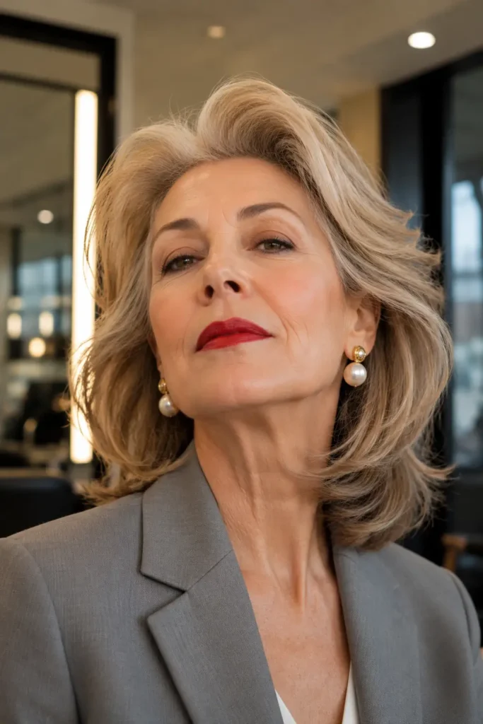 medium length hairstyles for women over 60 with thin fine hair 8 6. Layered Cut With Crown Volume