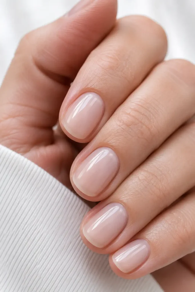 6. Milky nude soap nails on short nails