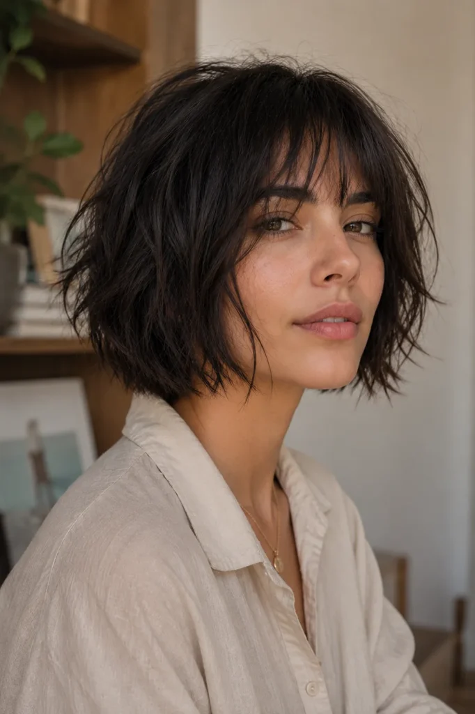 Short Bob Hairstyles for Dark Thin Fine Hair 8 6. The Shaggy Bob