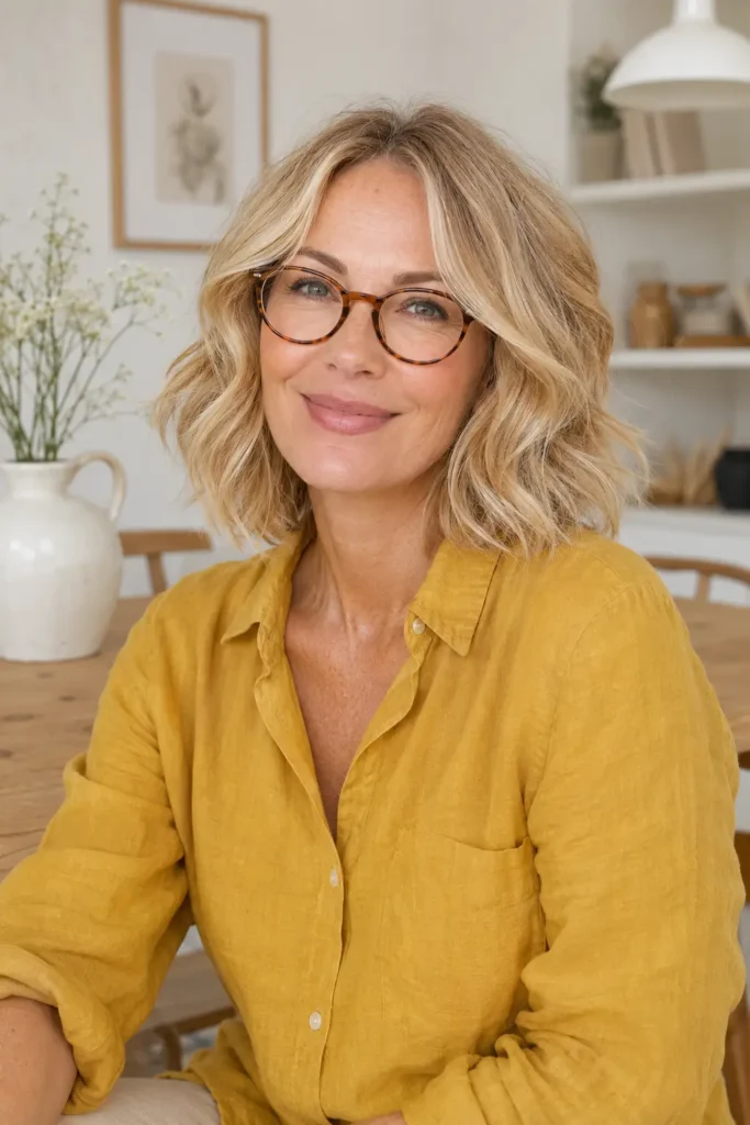 Hairstyles for Thin Fine Hair With Glasses 8 6. Wavy bob with root lift
