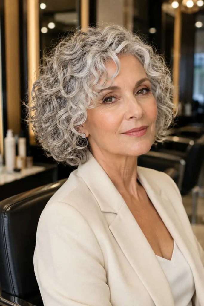 7. Curly Bob for Older Women Over 50