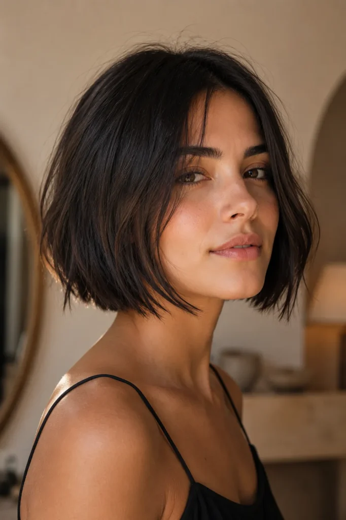 Short Bob Hairstyles for Dark Thin Fine Hair 9 7. The Razored Bob