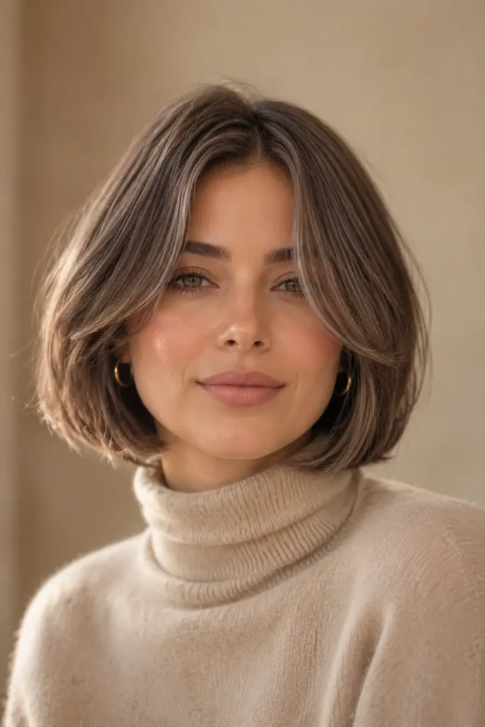 8. French Bob for Round Faces