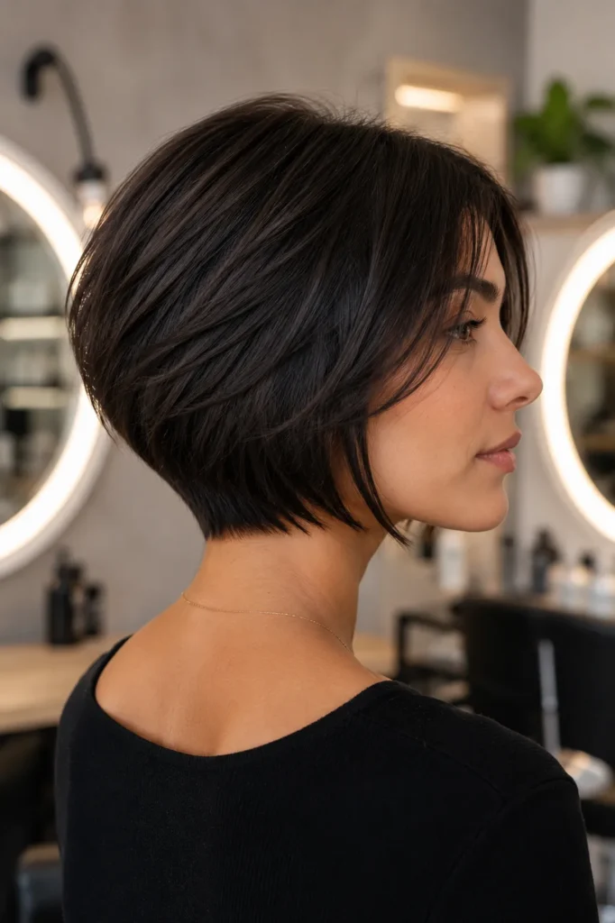 Short Bob Hairstyles for Dark Thin Fine Hair 10 8. The Stacked Bob