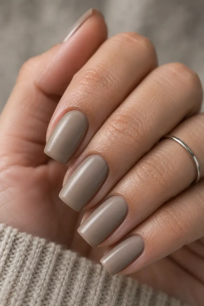 8. Warm taupe on square nails