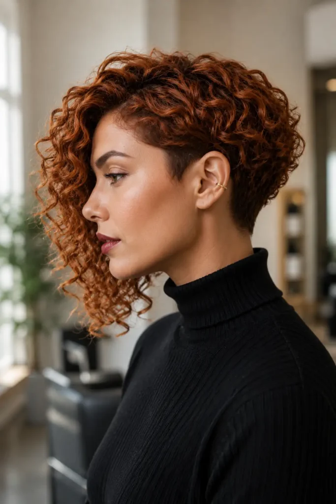 9. Asymmetrical Curly Bob
