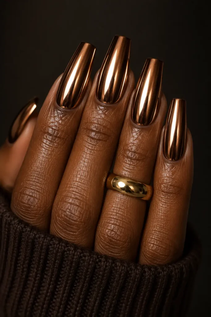 9. Bronze chrome on coffin nails