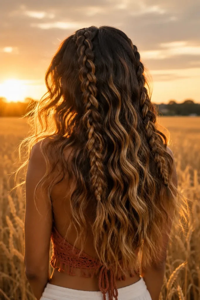 9. Loose Dutch braids on each side