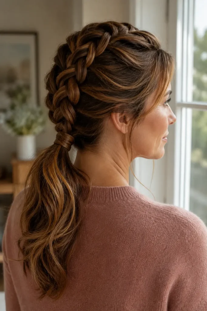 9. Low Braided Ponytail