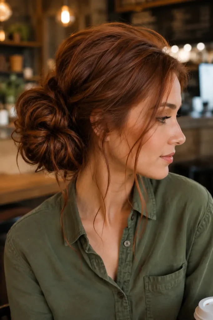 9. Side messy bun