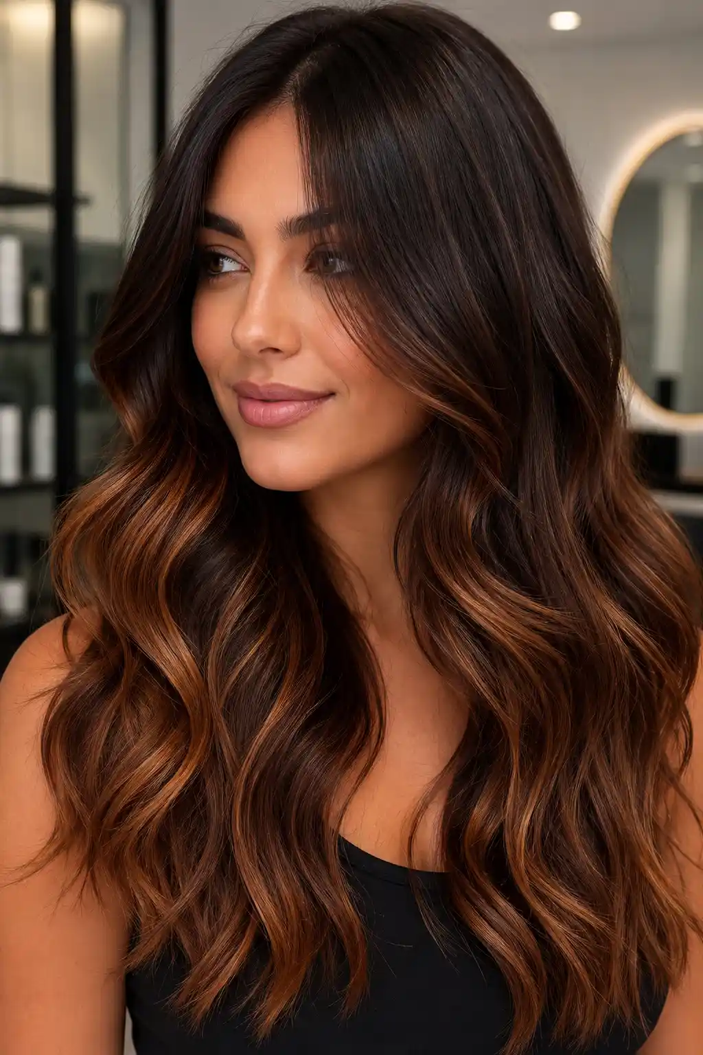 1. Dark Brunette with Copper Balayage 1